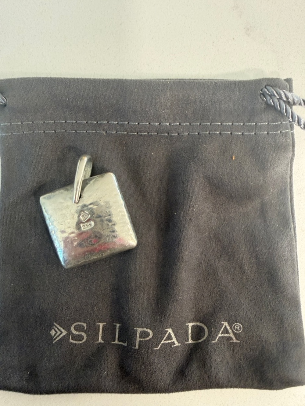 Silpada retired hammered square pillow pendant - Sterling Silver - Picture 2 of 2